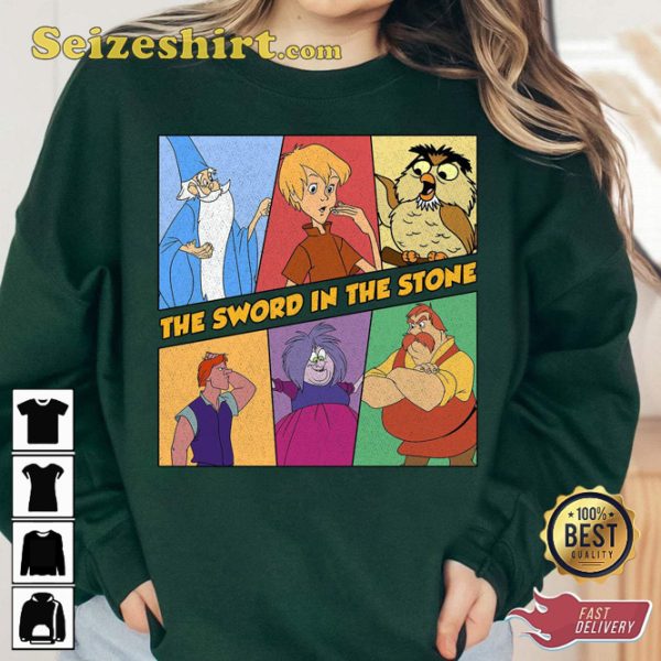 The Sword In The Stone Retro Characters Disney Cartoon T-shirt