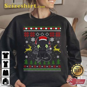Ugly Christmas Sweater Toothless Disney Cartoon T-shirt