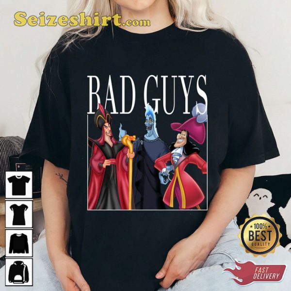 Villains Bad Girls Bad Guys Group Shot Painted Disney Cartoon T-shirt