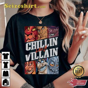 Villains Chillin Like A Villain Group Portrait Disney Cartoon T-shirt