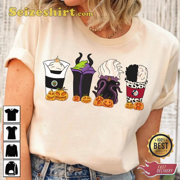 Villains Coffee Cups Evil Queen Maleficent Disney Cartoon T-Shirt