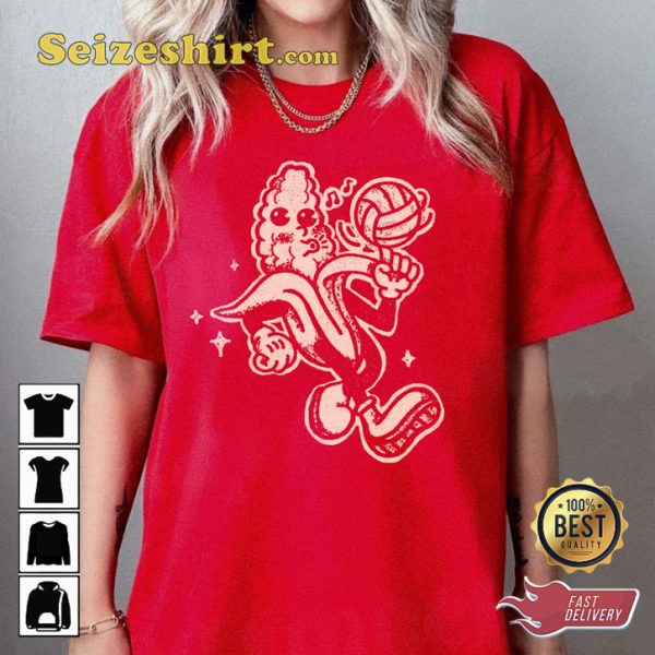 Vintage Corn With Volleyball Inspired Sportwear T-Shirt