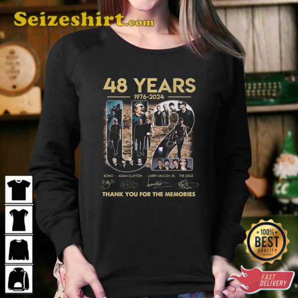 48 Years 1976 vs 2024 U2 Signature Thank You For The Memories Hoodie