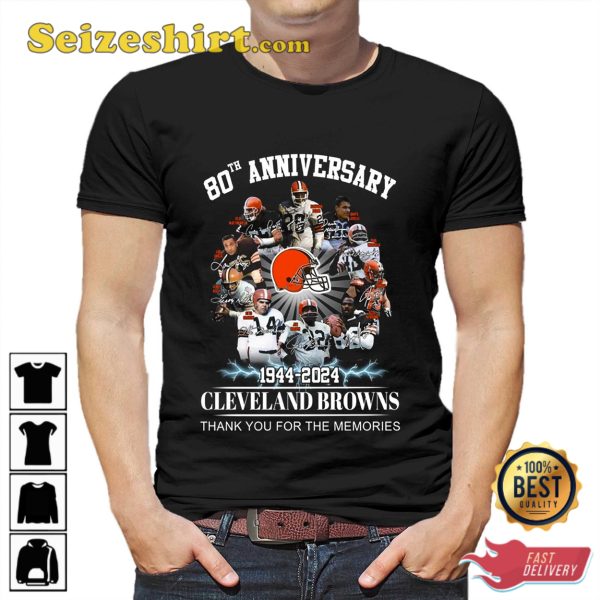 80th Anniversary 1944 vs 2024 Cleveland Browns Thank You For The Memories Sweatshirt, Hoodie