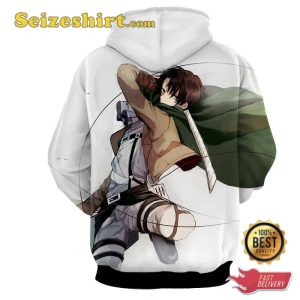 Attack On Titan Levi Ackerman Intense Sword Attack Hoodie Sweatshirt, 3D Shirts