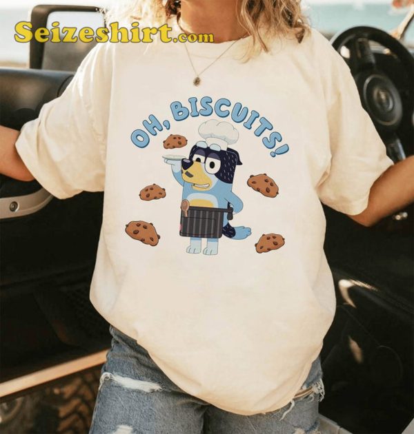 Bandit Heeler Oh Biscuits T-Shirt Cartoon Bluey Family Sweater