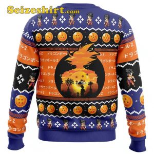 Beautiful Sunset Dragon Ball Z Ugly Christmas Blue Sweater