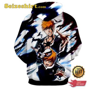 Bleach Hollow Ichigo Kazui Kurosaki Cool Shinigami Hoodie, 3D Sweatshirt