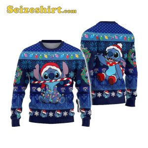 Blue Sweater Disney Stitch Christmas Gift
