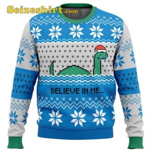 Blue sweater Believe In Me Nessie Ugly Christmas