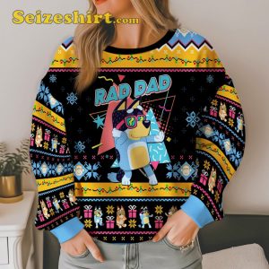 Bluey Dad Ugly Christmas Sweater Bandit Heeler Rad Dad Xmas Sweatshirt