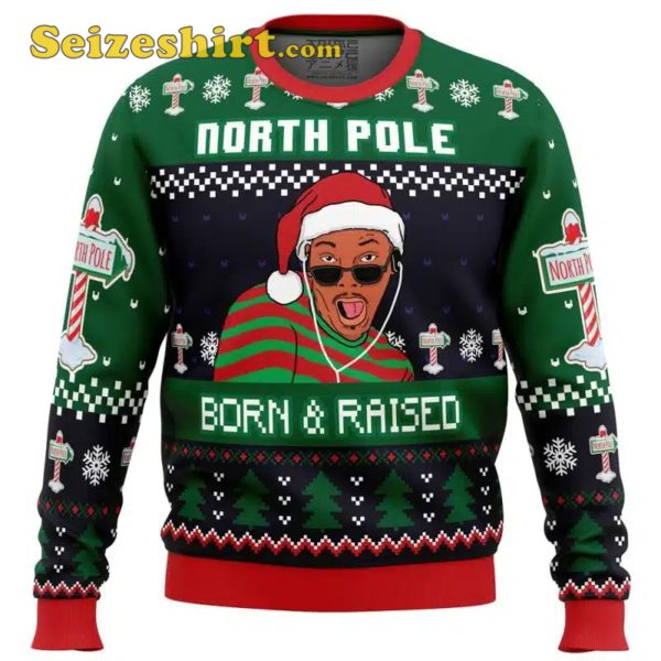 Born and Raised Fresh Prince of Bel Air Ugly Christmas Sweater, V Neck Sweaters