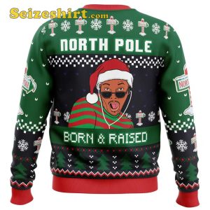 Born and Raised Fresh Prince of Bel Air Ugly Christmas Sweater, V Neck Sweaters