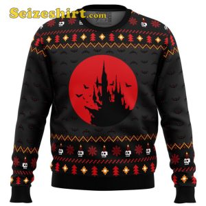 Castlevania Creepy Castle Ugly Christmas Sweater, Oversized Black Sweater