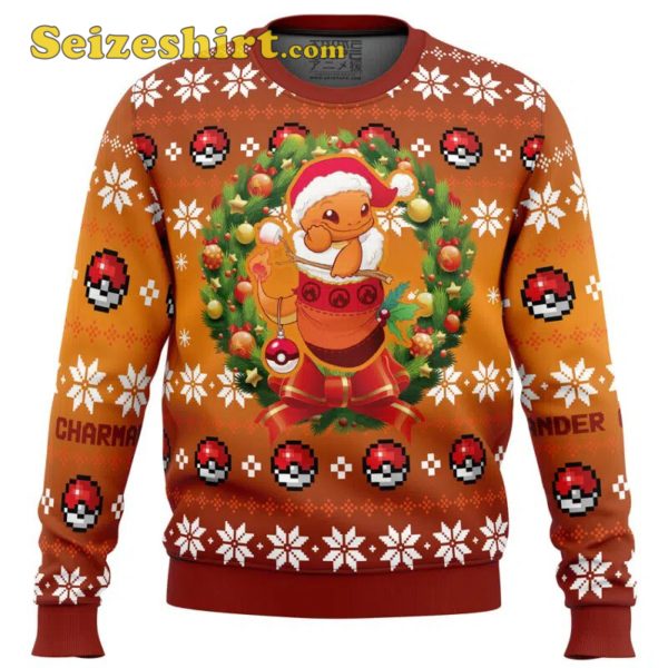 Christmas Charmander Pokemon Ugly Sweater, Holiday Sweater