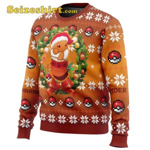Christmas Charmander Pokemon Ugly Sweater, Holiday Sweater