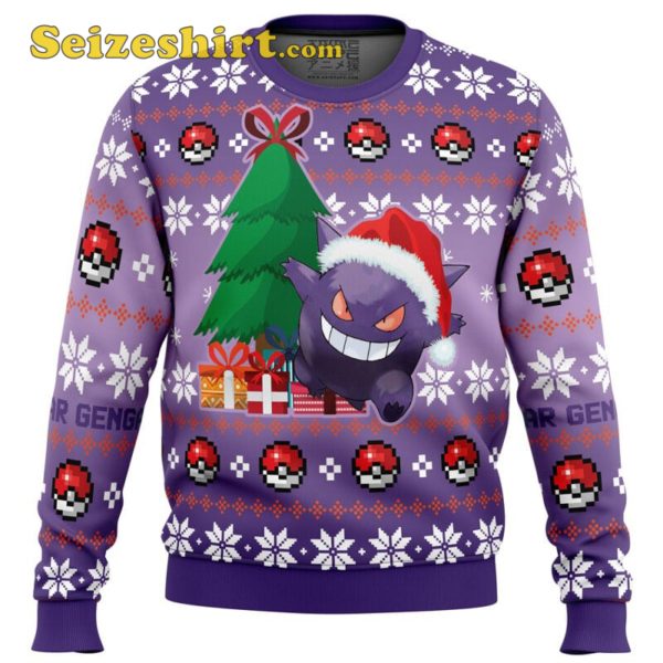 Christmas Gengar Pokemon Ugly Oversized Sweaters