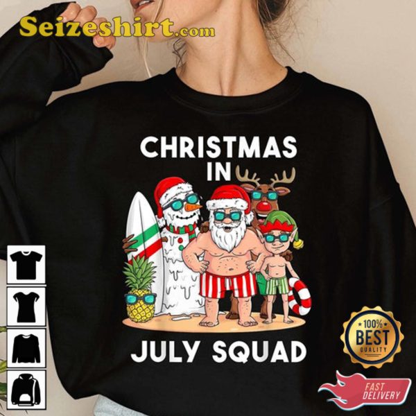 Christmas In July Squad Santa And Friends Xmas Boys Kids T-Shirt, Sweatshirt