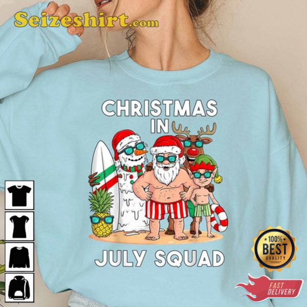 Christmas In July Squad Santa And Friends Xmas Boys Kids T-Shirt, Sweatshirt