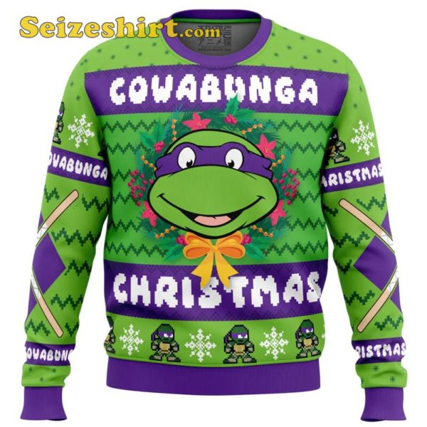 Cowabunga Donatello Christmas Teenage Mutant Ninja Turtles Ugly Christmas Sweater, 3D Hoodie, Shirts