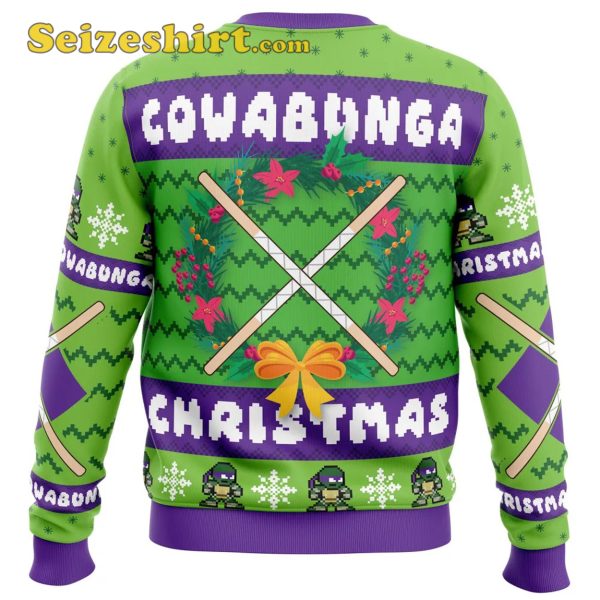 Cowabunga Donatello Christmas Teenage Mutant Ninja Turtles Ugly Christmas Sweater, 3D Hoodie, Shirts