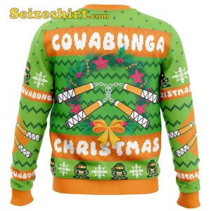 Cowabunga Michaelangelo Christmas Teenage Mutant Ninja Turtles Ugly Cute Christmas Sweater