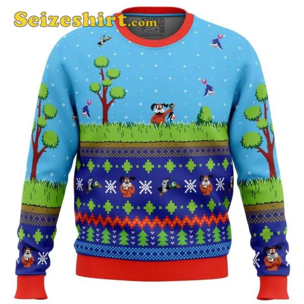 Festive Duck Hunt Ugly V Neck Sweater