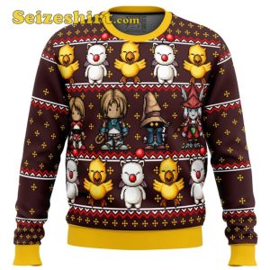 Final Fantasy Classic 8bit Ugly V Neck Sweater