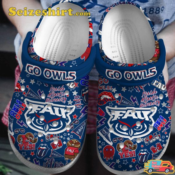 Florida Atlantic Owlscrocs Blue Clogs Crocband Shoes