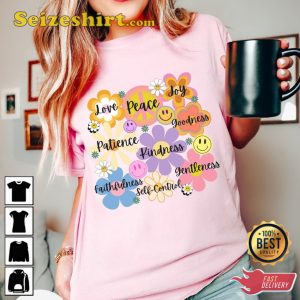 Fruit of the Spirit Comfort Colors Tshirt, Show Your Spirit, Retro Floral, Smiley Face Tee