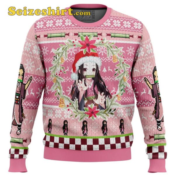 Hot Pink Sweater Nezuko Kamado Demon Slayer Ugly Christmas