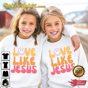 Love Like JESUS, Youth Crewneck Sweatshirt, Joyful Message, Classy and Cozy White Youth Sweatshirt