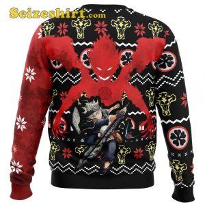 Men Black Sweater Asta Demon Clover Ugly Christmas
