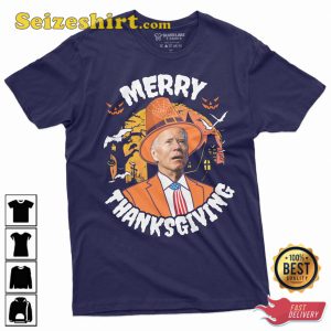 Mens Funny Halloween Anti Biden Tshirt, Merry Thanksgiving Halloween Costume Tee Black Shirt