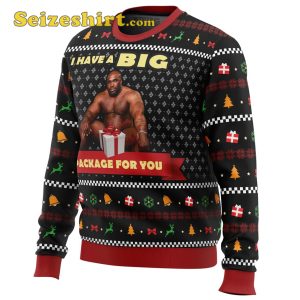 Mens Ugly Christmas sweaterBig Package Barry Wood Meme