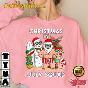 Pink Christmas In July Squad Santa Women Sweatshirt