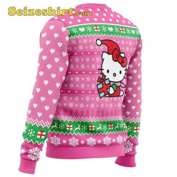 Pink Cute Christmas Hello Kitty Ugly Sweater, V Neck Sweater Women