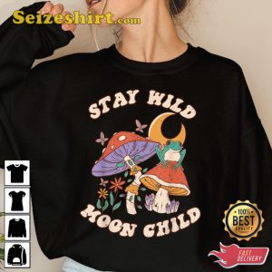 Stay Wild Moon Child Frog Mushroom Hippie Vintage Retro T-Shirt, Stay Wild Moon Child Shirt, Frog Mushroom Moon Shirt, Sweatshirt