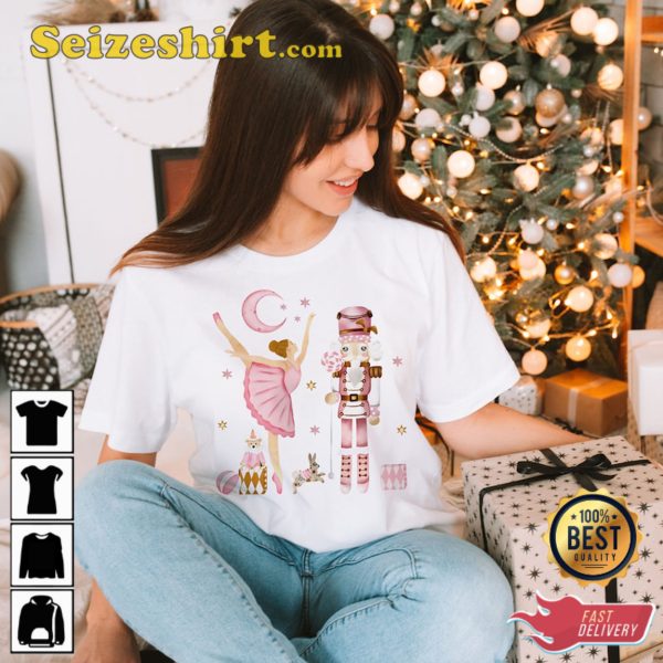 Vintage Ballet Nutcracker Christmas Shirt, Pink Xmas Sweatshirt, Sweater For Christmas, Gift For Her, Nutcracker Christmas Crewneck Shirt