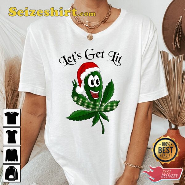 Weed Christmas Shirt, Santa Cannabis T-Shirt, Holiday Marijuana Tshirt, Weed Leaf Xmas Shirt