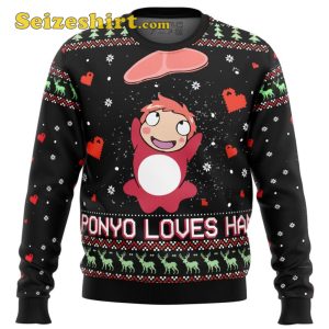 Ghibli Ponyo Loves Ham Ugly Sweater