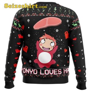 Ghibli Ponyo Loves Ham Ugly Sweater