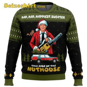 Happiest Sweater Of The Nuthouse NLCV PC Mens Ugly Christmas Sweater