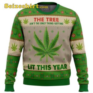 Lit This Year Weed Boys Christmas Sweater