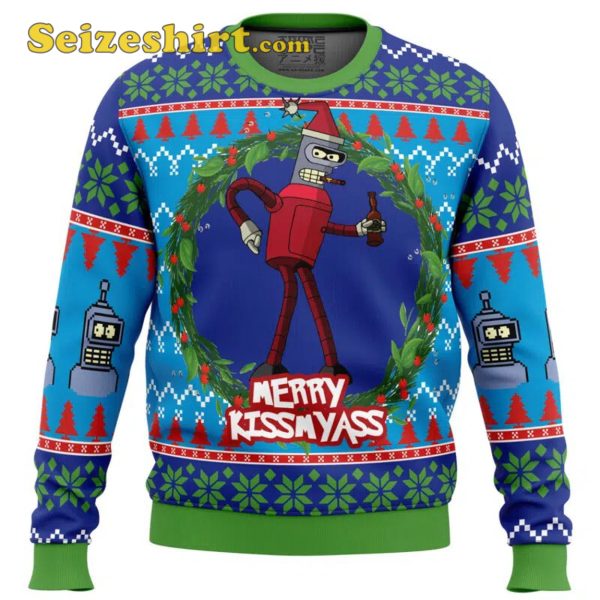 Merry Kissmyass Futurama Ugly Boys Christmas Sweater