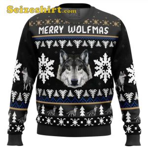 Merry Wolfmas Wolf Mens Ugly Christmas Sweater