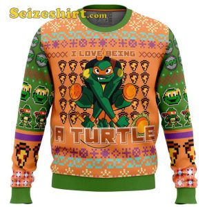 Michelangelo Rise of the Teenage Mutant Ninja Turtles Mens Ugly Christmas Sweater