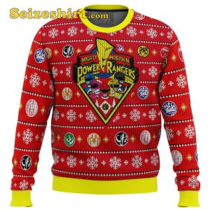 Mighty Morphin Power Rangers Mens Ugly Christmas Sweater