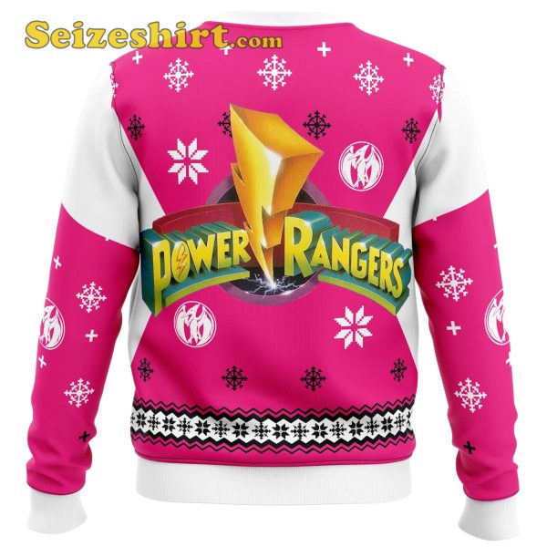 Mighty Morphin Power Rangers Pink Mens Ugly Christmas Sweater