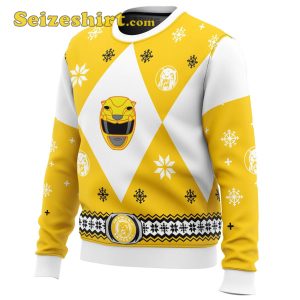Mighty Morphin Power Rangers Yellow Mens Ugly Christmas Sweater